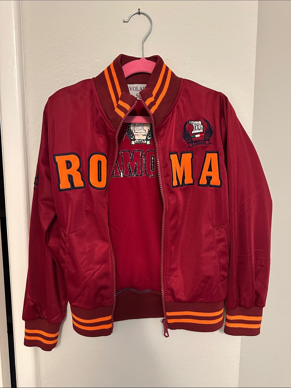Kids Roma Red Bomber Jacket with Orange Trim - ROMA
